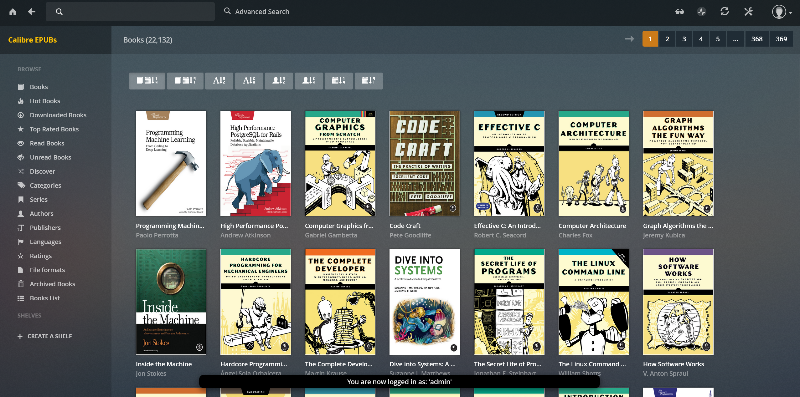 Comics library on Calibre Web Automated